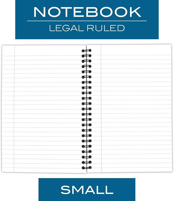 Cambridge Limited Business Notebook, Legal Ruled Paper, 5" x 8", Flexible Soft Touch Cover, Wirebound, Black (06074) 80 Sheets, (Pack of 2)
