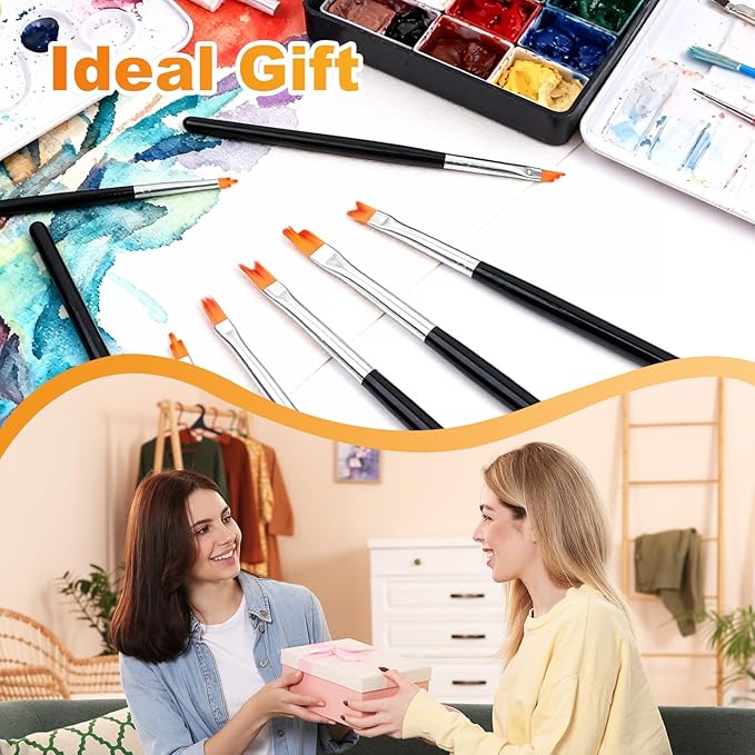 8 Pcs Paint Brush Set-Watercolor Acrylic Oil Paint Brushes with Detail, Professional Paintbrush Kit for Artist, Nail Art, Face Painting Short Handle, Easy-Clean Nylon Brushes