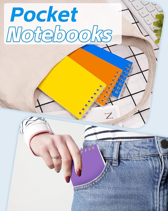 Pocket Notebook Bulk 3x5 Inch, 60 Packs Mini Top Bound Spiral Notepad with Lined Pages, Memo Pads 6 Colored 60Sheets/120Pages (80GSM), Small Notepads for Office, Work, College, Home, Travel