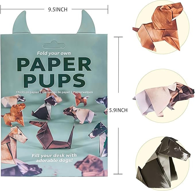 Origami Paper Craft Kit, Origami Dogs Paper Crafts for Adults & Kids - DIY Paper Origami Kit Desk Decoration Gift for Dog Lovers | 50 Sheets