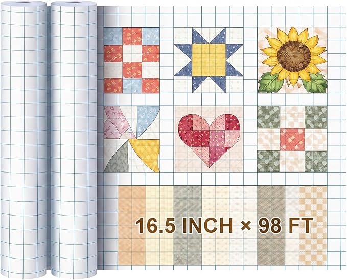Jetec 2 Roll Large Grid Graph Paper Roll 1" Grid 16.5 Inch x 197ft Sewing Pattern Paper for Back to School Classroom Teaching Drafting Supplies Kids Students Gifts