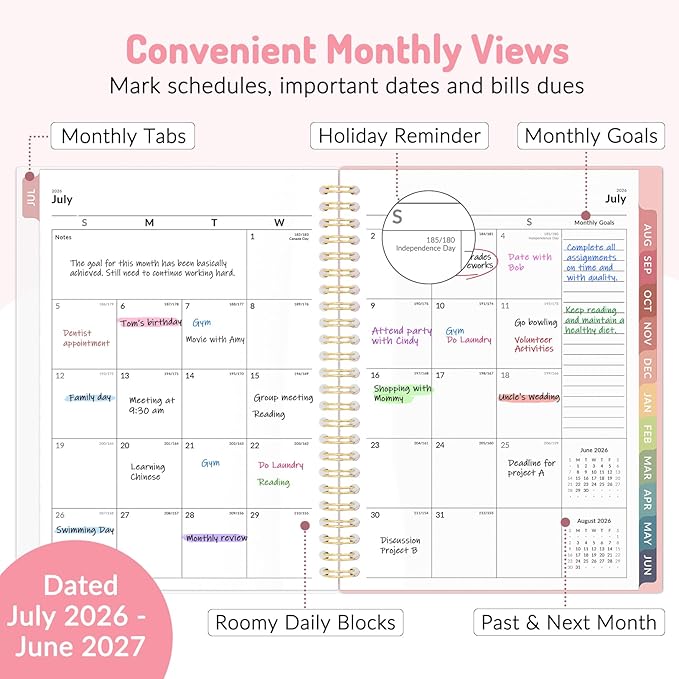 Teacher Planner 2026-2027, Forvencer Academic Planner 2026-2027, Jul 2026 - Jun 2027, 6.3" x 8.5", Weekly & Monthly Planning Book with 7 Periods, School Agenda for Teacher Student, A5,Purple
