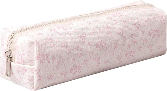 Cute Pencil Case Aesthetic Student Pencil Pouch Coin Pen Pouch Cosmetic Bag Office Stationery Organizer For Kids Teen School (Z-Pink flower)