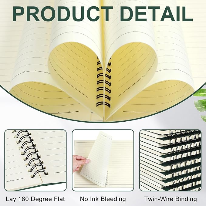Yahenda 54 Pcs Spiral Notebooks, 1 Subject, Wide Ruled, Deep Green