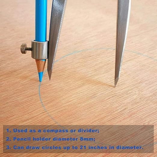 6/8 / 10 inch Wing Compass with Pencil Holder, Leather Working Wing Divider, Caliper & Scribe Tool, for Woodworking Drawing & Drafting (8 inch)