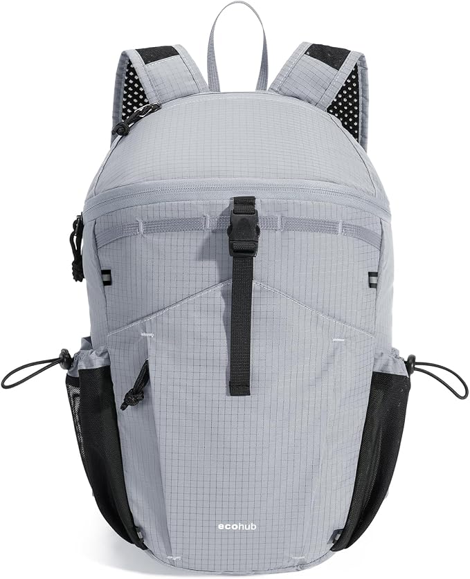 ECOHUB 15L Ultra-Lightweight Packable Backpack, Casual Daypack for Daily Use, Small Hiking & Travel, Foldable Backpack, Water-Resistant Nylon, Reflective Design