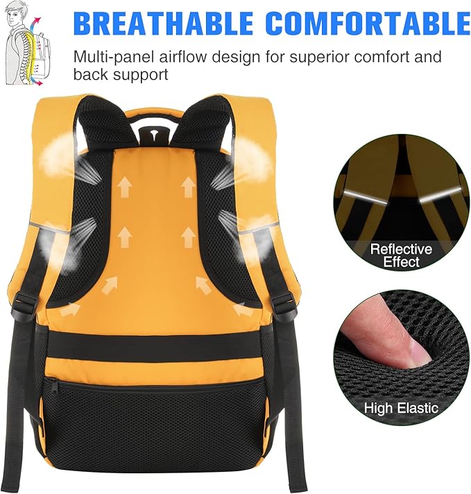 Paude Backpack for School, Laptop, Teens 15.6 Inch College Backpack for University, Business, Work, Travel - Orange