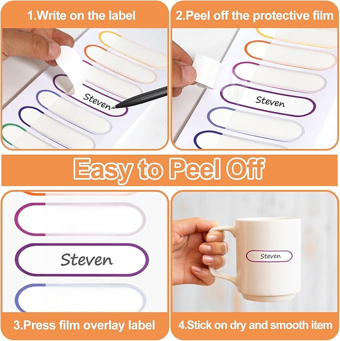 Waterproof Name Labels for Kids Child - Self-Laminating,Dishwasher Safe Name Stickers for Daycare,School Supplies,Toddler Baby Bottles,Sippy Cups,Travel Size Water Bottles - Washable,136 PCS.