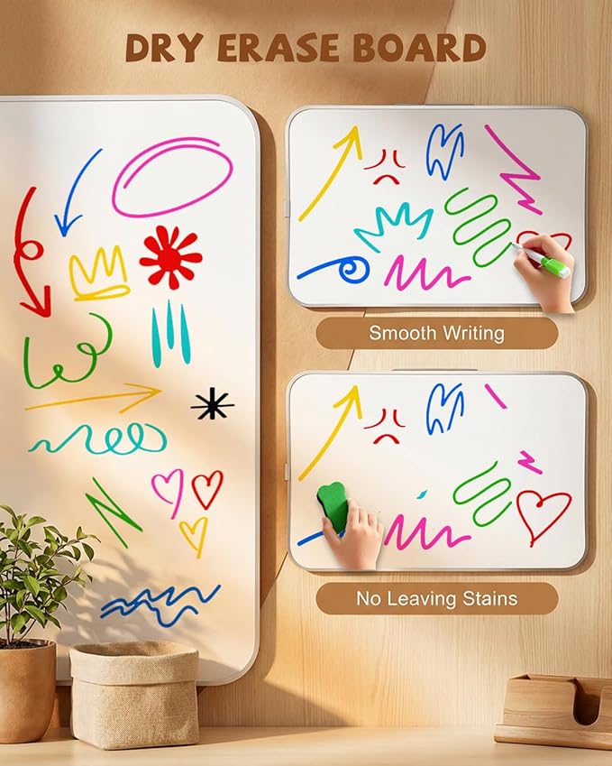 Lap Desk, Dry Erase Board Table with Markers & Magnets, Portable Foldable Art & Activity Desk for Drawing, Writing & Play, Home and Travel Use