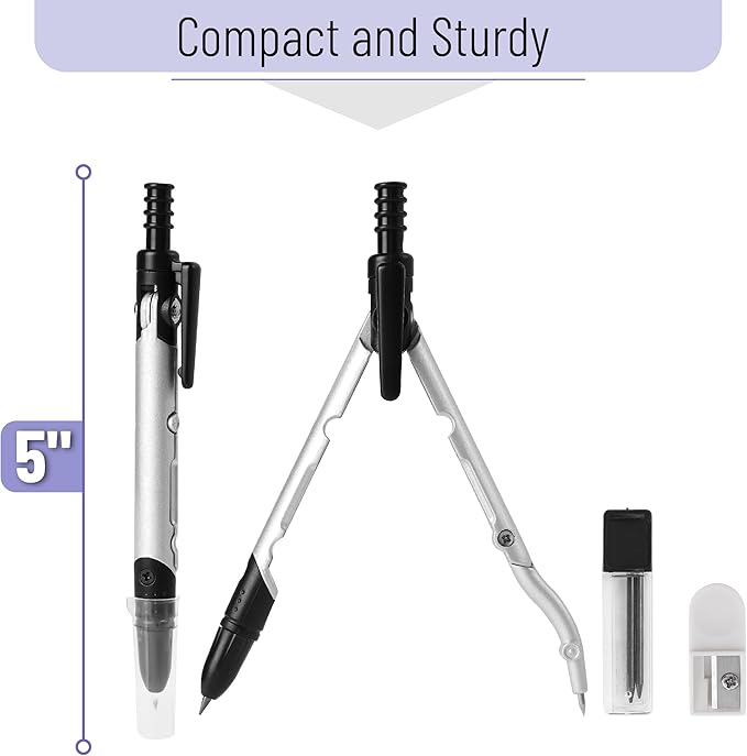 Mr. Pen- Convertible Compass, Extra Lead Refills, Compass Geometry Tool, Compass Drawing Compass, Geometry Compass, Math Compass, Drafting Compass Math, Drafting Tools, Math Compass for Geometry