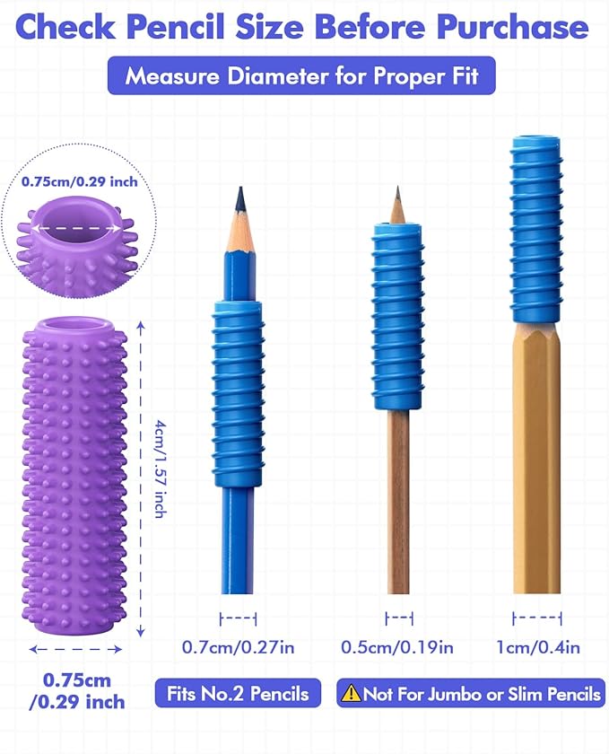 Sensory Fidget Toys Kids Adults: 24 Pack Textured Silicone Pencil Grips for Kids - Bulk Fidgets for Classroom Prizes - ADHD Tools for Stress Relief Items