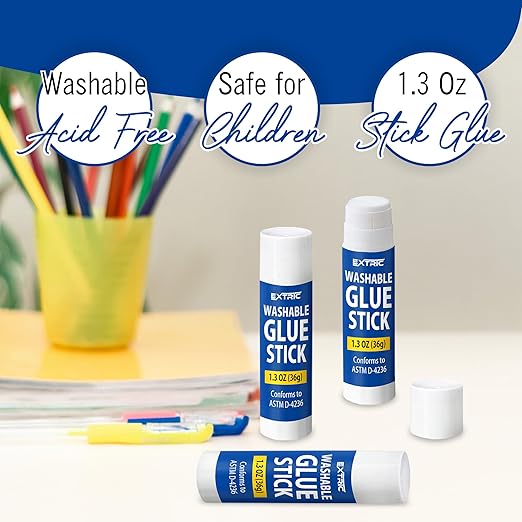 Glue Sticks Bulk Classroom, White Glue Sticks for Kids 24 Count, 1.3 Ounce, Washable All Purpose, for Kids, School and Home