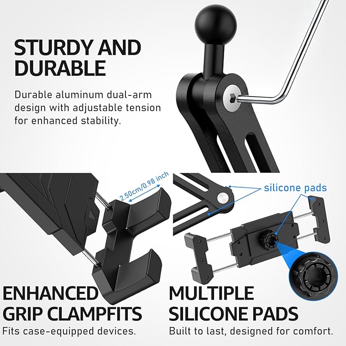Urmust Tablet Wall Mount Holder for iPad, 360 Rotation Adjustable Stand with Aluminum Extendable Arm, Compatible with iPad mini/Air/Pro/Galaxy Tab/Kindle, All 4.7-15.6" Phones & Tablets
