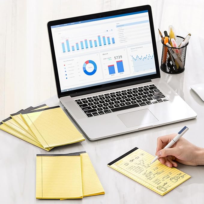 VITEVER Small Note Pads 5x8,[7 Pack] Narrow Ruled Legal Pads,Micro Writing Pads Perforated Lined Note Paper for Study,Office,To-Do Lists,30 Sheet/notepad,Light Yellow
