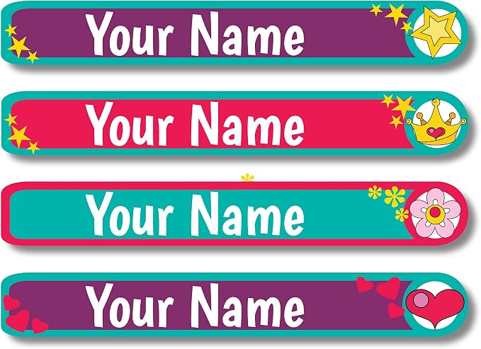 Lovable Labels Personalized Labels for Kids (120 Labels) - Waterproof Dishwasher Safe Peel and Stick Labels for School Supplies Daycare Kindergarten Camp (Whimsical Love Story)