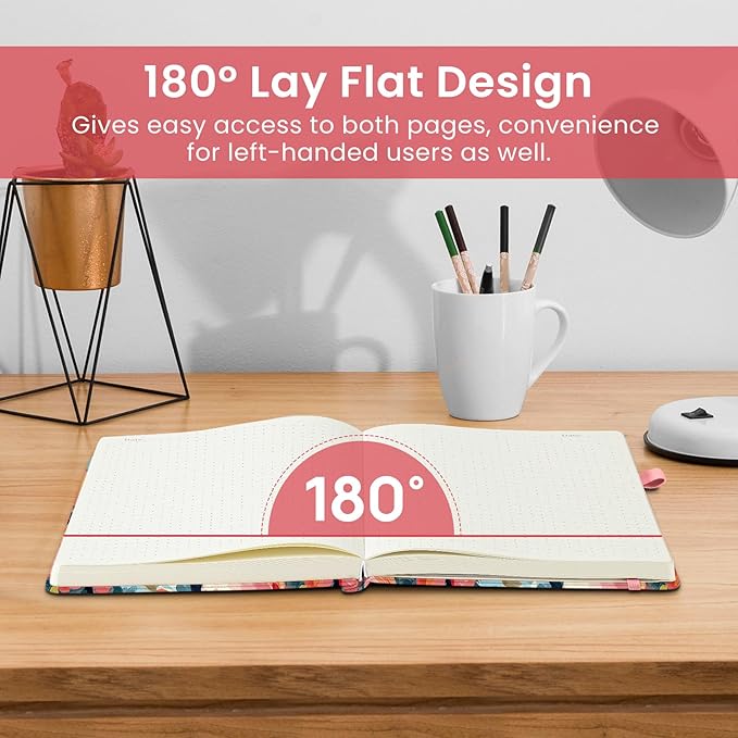 Taja Pretty Dotted Journal for Women, Aesthetic Cute Hardcover Leather Journal for Writing, A5 Journaling Notebook for Work & Sketch, Perfect for Office School Home, 160 Pages, Pastel Garden