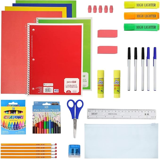 12-Pack 17” Sport Backpacks with 52 Piece School Supplies Kits - Pens, Pencils, Crayons – Bulk Bundle for Elementary, Middle, and High School Students, 12 Assorted Styles