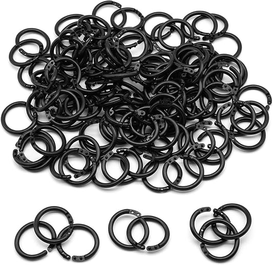 120 Pcs 3/4 Inch Plastic Binder Rings, Loose Leaf Binder Book Rings, Black Index Card Rings Binder Clip Rings for Flash Cards, Key Rings, Index Cards, Paper (20mm, Black)