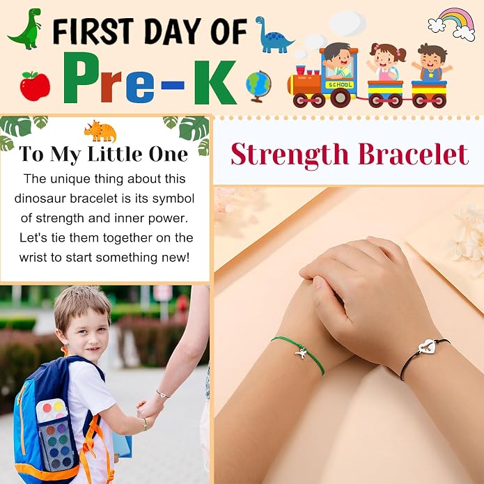 UNGENT THEM Back to School Bracelet Mother Son Dinosaur First Day of School Gifts for Boys Girls