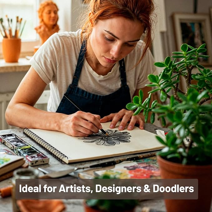KAKKUE 11" x 14" Hardcover Sketchbook, 200gsm/80 Sheets Professional Thick Drawing Paper, Spiral Bound Pad, Acid-Free Perforated for Mixed Media, Sketching & Illustration, for Artists & Kids