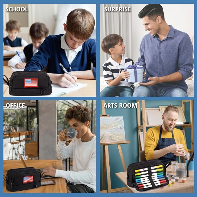 Tactical 4 Compartments Pencil Case for Boy, Large Pen Pouch Bag for School | Tactical Large Capacity Pen Box, 900D Farbic Tool Bag for School College Office Marker Organizer for Boy Kid Men Adult Teen