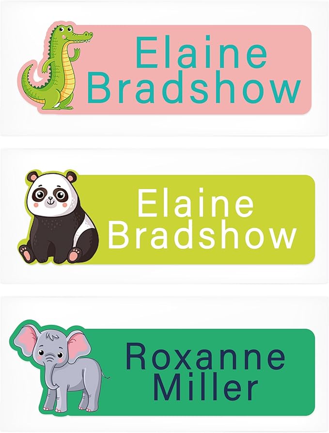 Custom Waterproof Name Stickers for Water Bottles, Personalized Daycare Name Tags, Name Labels for Cups, Food Containers, Lunch Boxes, Laptop and School Supplies (Animal Lace)