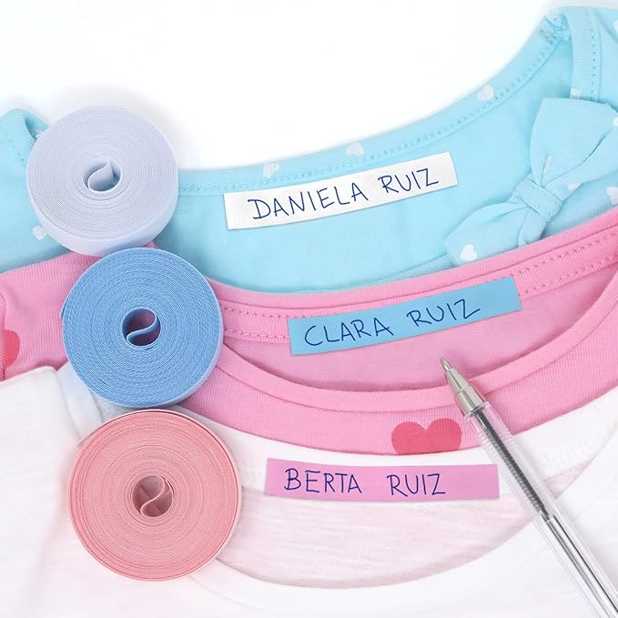Write On Tape Blue. Iron on Fabric Labels. with Pen