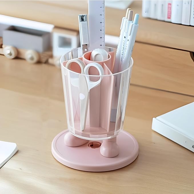 INSTOME Rotating Pen Holder,Cute Bow Pen Holder,Office Desk Accessories for Work, School,or Home