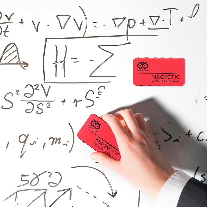 OWLKELA 8Pcs Whiteboard Erasers, Magnetic Dry Erase Eraser Ideal for School, Office, Classroom and Home, Red