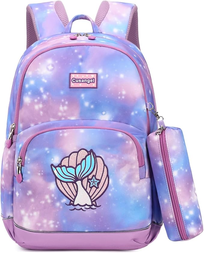 Cusangel Kids Backpack for Girls Boys Preschool,in 5-10 Ages Elementary and Toddler,Daycare Backpacks for Girls 5-10,18L kindergarten Lightweight bookbag With Pencil bag,Whistle,Front Chest Buckle