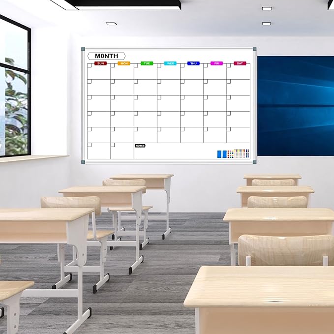 Big Magnetic Whiteboard for Wall Calendar Dry Erase Board 60 X 40 Inch, Monthly Dry Erase Board Calendar Whiteboard for Wall Mounted, Dry Erase Boards for Wall Planning Board Bulletin Board