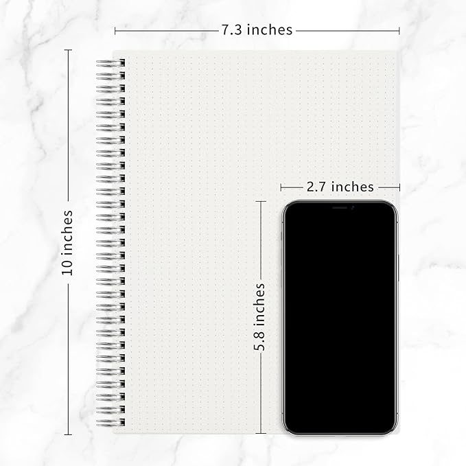 RETTACY Dotted Journal Notebook, 2-Pack, 160 Pages per Pack, B5 Medium Size (7.6'' × 10''), 100 GSM Thick Paper, Spiral-bound, Flexible Plastic Cover, for Journaling, Planning, Tracking