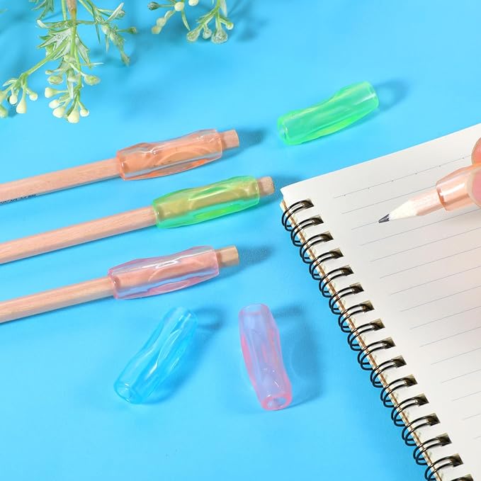 Pencil Grippers for Handwriting, 8PCS Silicone Pencil Grippers Relieving Fingers Fatigue Writing Aid Pencils Holder Comfort Cushion Grip Pencils Gripper Flexable Soft Corrective Finger Tool for Adult