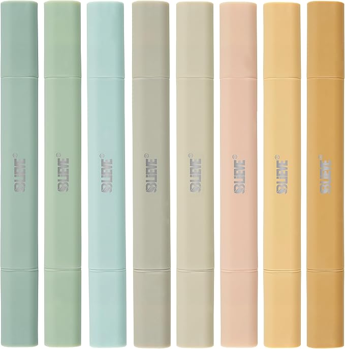 BLIEVE Aesthetic Cute Highlighters No Bleed Through, Dual Tip Chisel & Fine Point, Pastel Colors For Bible & Journaling