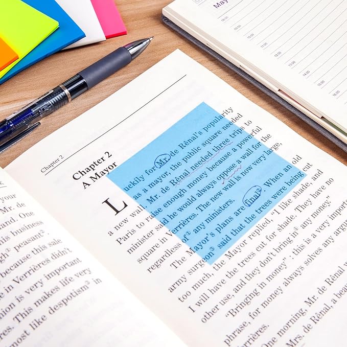Transparent Sticky Notes,3x3 Inch Clear Sticky Notes,Waterproof Colorful Bible Sticky Note,Transparent Stickers for School Supplies College(10 Packs,500 Sheets)