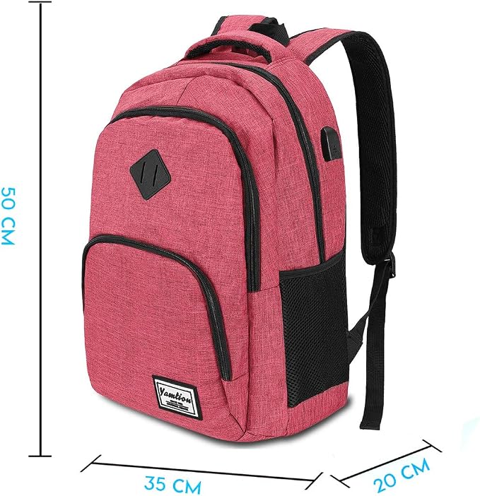 YAMTION Backpack for Women,School Backpack for Teen Girls College Backpack with USB Charging Port,Pink
