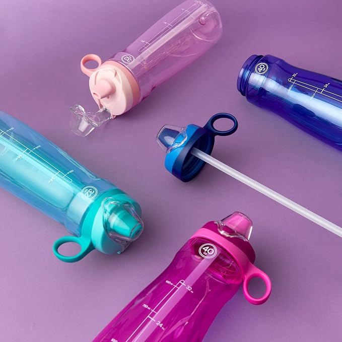 Pogo Plastic Water Bottle with Chug Lid and Carry Handle, Reusable, BPA Free, Dishwasher Safe, Perfect for Travel, School, Outdoors, and Gym, 18oz 32oz 40oz 64oz
