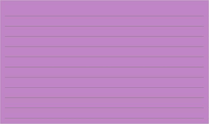 Colonial Cards: 150 Color Cardstock 3" x 5" Index Cards, Medium Purple, Lined Landscape Format