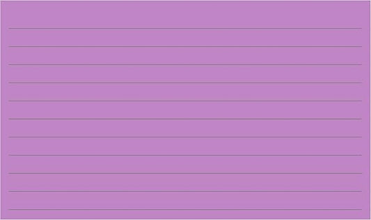 Colonial Cards: 150 Color Cardstock 3" x 5" Index Cards, Medium Purple, Lined Landscape Format