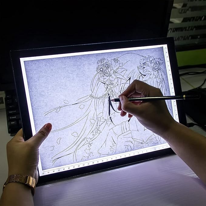 XIAOSTAR Light Box Drawing Pad, 12000 Lux LED Tracing Board A4, USB Powered (Not Rechargeable) PMMA Panel, Adjustable Brightness for Diamond Painting, Sketching, Animation, X-Ray–Includes Accessories