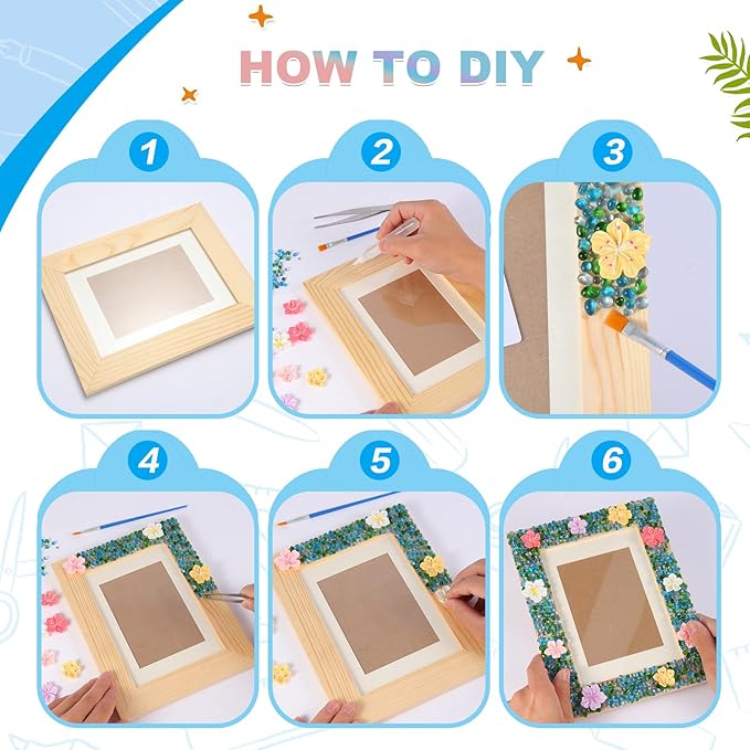 DIY Mosaic Picture Frame Craft Kit for Kids - Creative Arts & Crafts Glass Pebbles Activity for Girls & Boys, Decorate Your Own Photo Frame, Perfect Birthday & Christmas Gift for Kids Ages 6-12