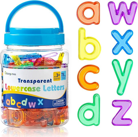 78 Pcs Translucent Lowercase Letters - Learning Toy for Light Table Accessories and Manipulatives