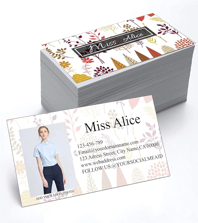 200/500Pcs Business Card Customization (Add Picture or Logo), Thick Coated Paper Business Card Double-sided Printing-2"x3.5" Inches (Color-M)