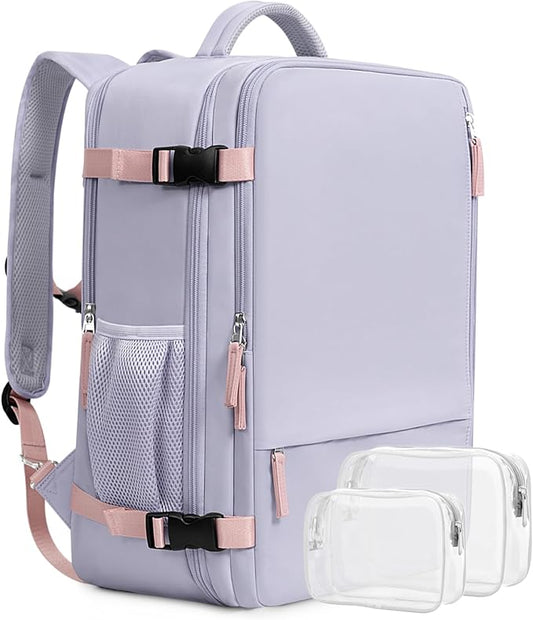 Beraliy Travel Backpack for Women, TSA Carry On Backpack Airline Approved | 16 Inch Laptop Waterproof Hiking Backpack, Casual Outdoor Daypack Bag for College Weenkender Business, Purple