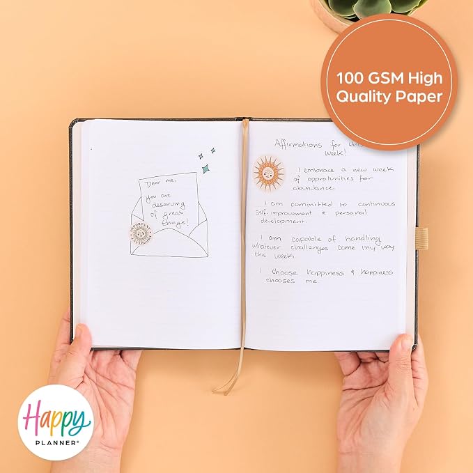 Happy Planner Book-Bound Dot-Lined Journal, Hardcover Journal for School or Office with Thick 100 GSM Paper, Linear Galaxy, 80 Pages, 5.75" x 8.25"