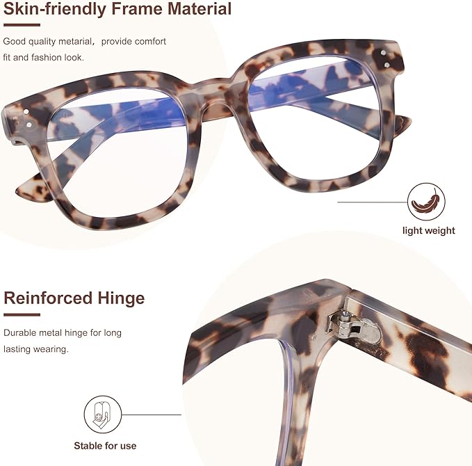 Madison Avenue Blue Light Blocking Glasses Oversized Fashion Blue Light Glasses for Women Anti Eyestrain & UV Protection Computer Eyeglasses (Grey Demi)