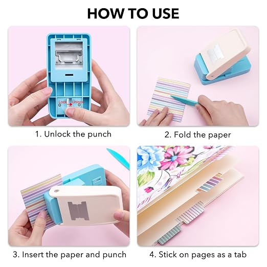 2 Pcs/Sets 30 Holes Binding Punch and Tab Machine, Loose Leaf Paper Punch Machine for Planner, A4 A5 A6 A7 B5 B6 B7 Book Binder Hole Puncher, DIY Tab Maker for Journals Notebooks Scrapbook Albums