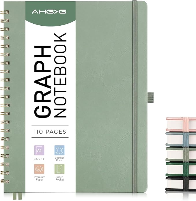 AHGXG Graph Paper Notebook, 110 Pages, A4 (8.5" x 11")