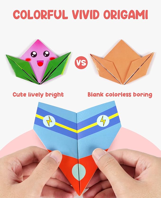 Gamenote Colorful Origami Kit for Kid 54 Projects 120 Double Sided Origami Paper 12 Sheets Practice Papers Instructional Origami Book Origami Gift for 4+ Kids Adult Beginner Training Craft, Daily Life