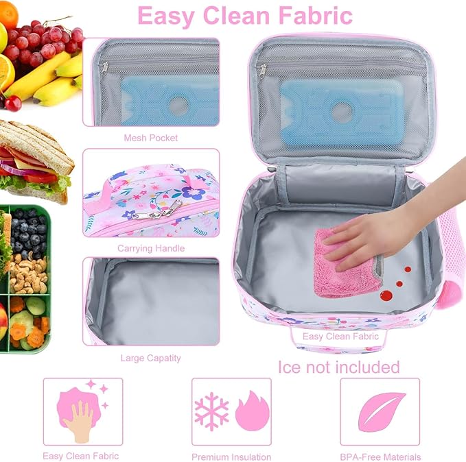 RHCPFOVR Kids Lunch Bag - Insulated Lunch Box for Boys Girls Washable Lunch Bag and Reusable Toddler Leak-proof Lunchbox for School and Daycare